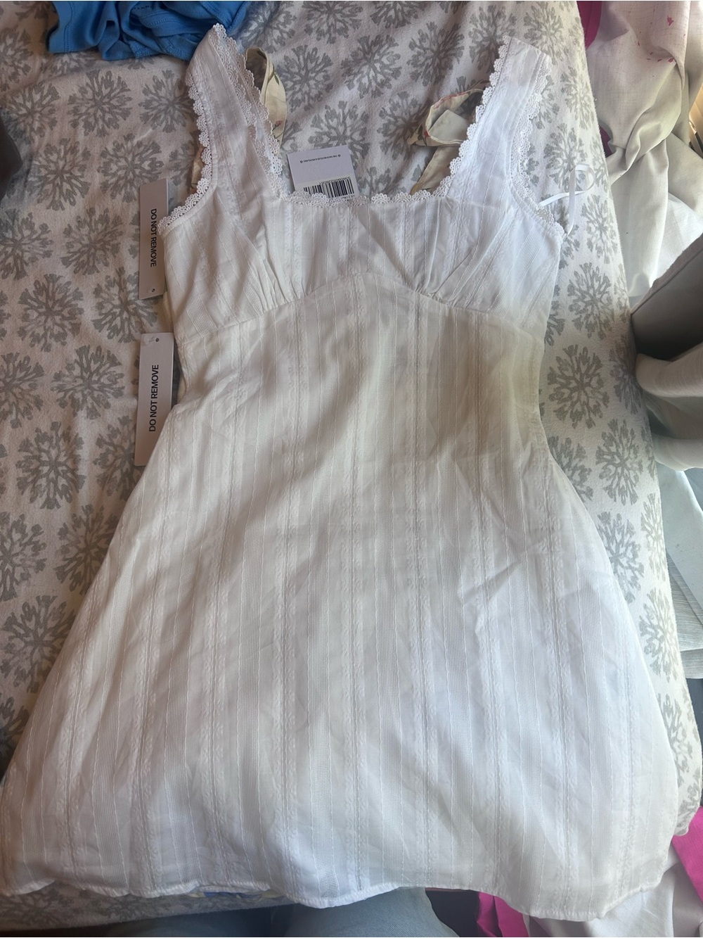 Princess Polly White Lace-Trim Mini Dress